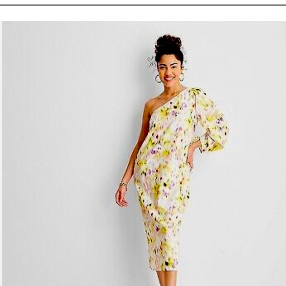 New tag, Linen one-shoulder dress by Future collective gabriella karefa johnson